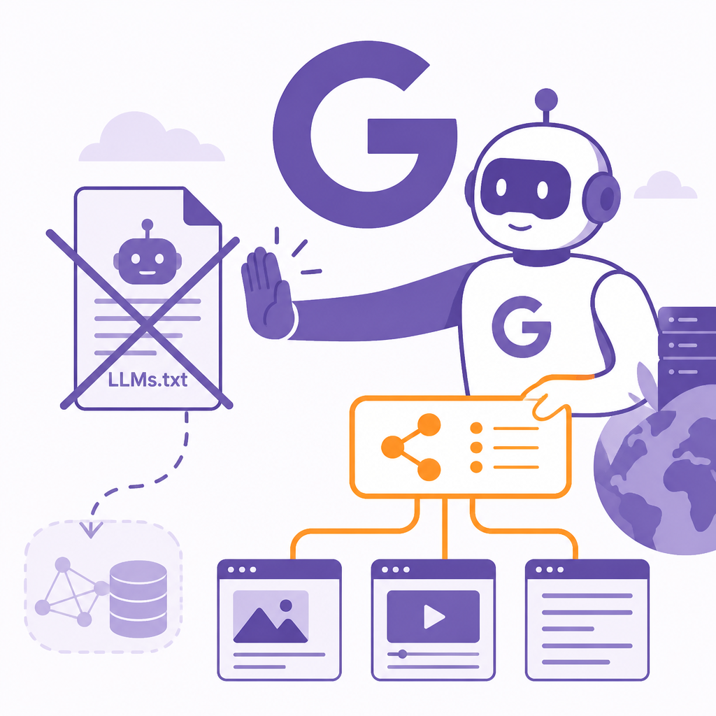 Иллюстрация к новости: Google отвергает LLMs.txt и поддерживает свой стандарт WebMCP для управления контентом для ИИ