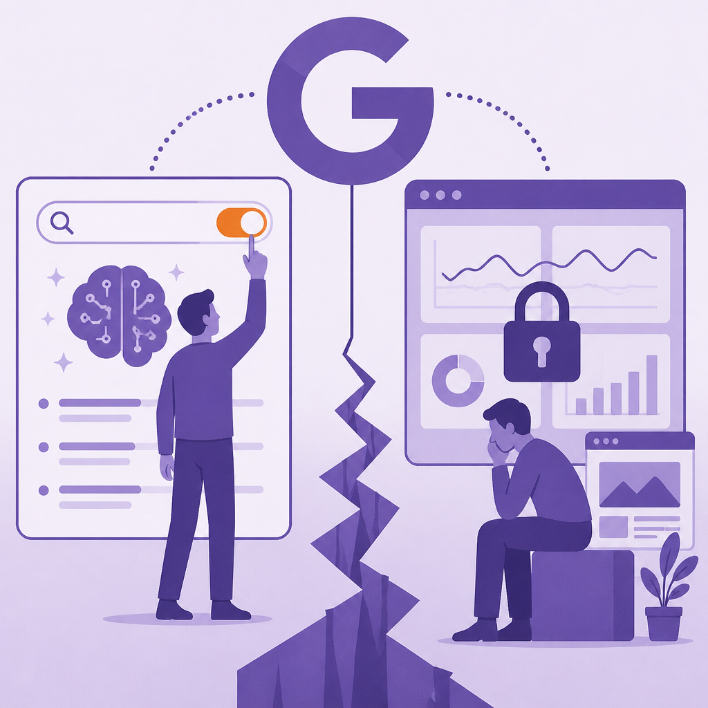 Иллюстрация к новости: Google разрешает отказаться от AI-поиска, но лишает владельцев сайтов ключевых данных