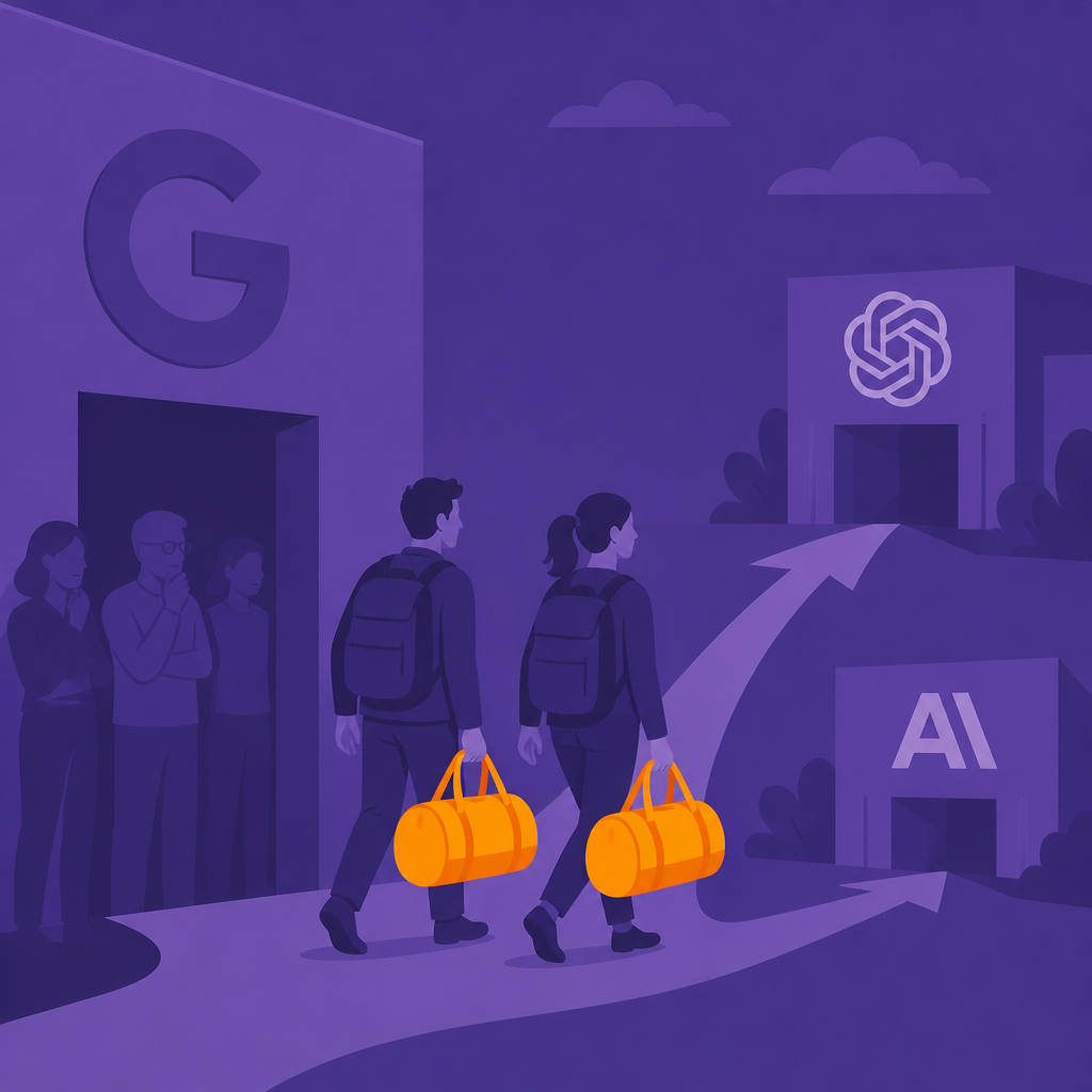 Иллюстрация к новости: Google теряет двух ведущих исследователей ИИ в пользу OpenAI и Anthropic