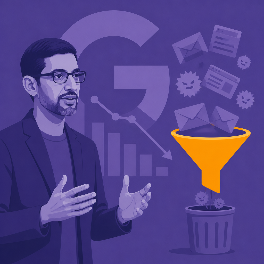 Иллюстрация к новости: Google Zero: Сундар Пичаи объяснил падение трафика борьбой со спамом