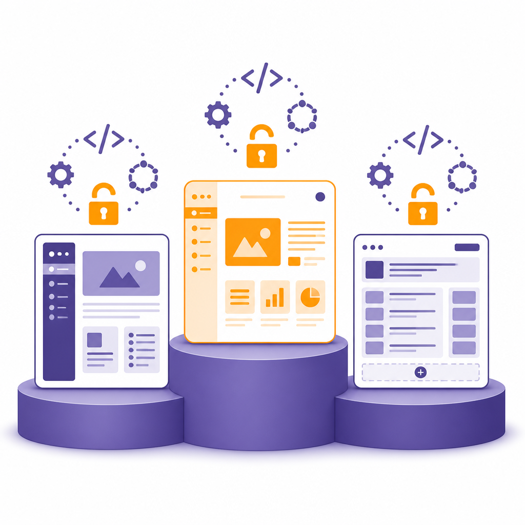 Иллюстрация к статье об open-source CMS в 2026