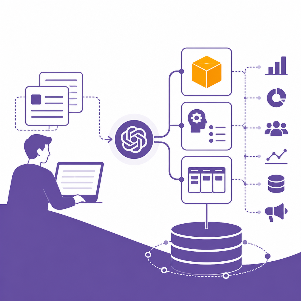 Иллюстрация к новости: От копирования к стеку данных: как MCP, Skills и Projects превращают ChatGPT в маркетинговую инфраструктуру