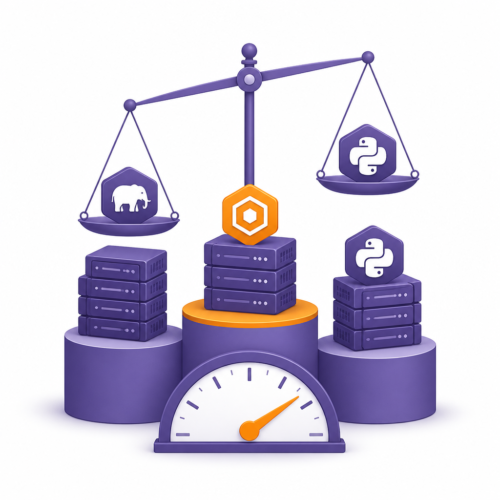 Иллюстрация к статье о сравнении PHP, Node.js и Python