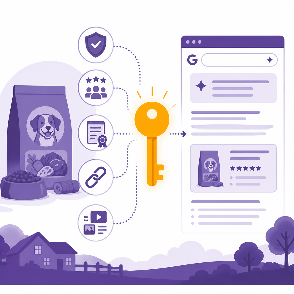 Иллюстрация к новости: Как бренды попадают в AI Overviews Google: сигналы доверия на примере Freshpet