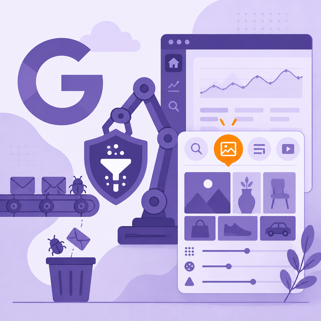 Иллюстрация к новости: Google обновляет спам-фильтры и добавляет в Search Console мультимодальный фильтр для анализа поиска по картинкам