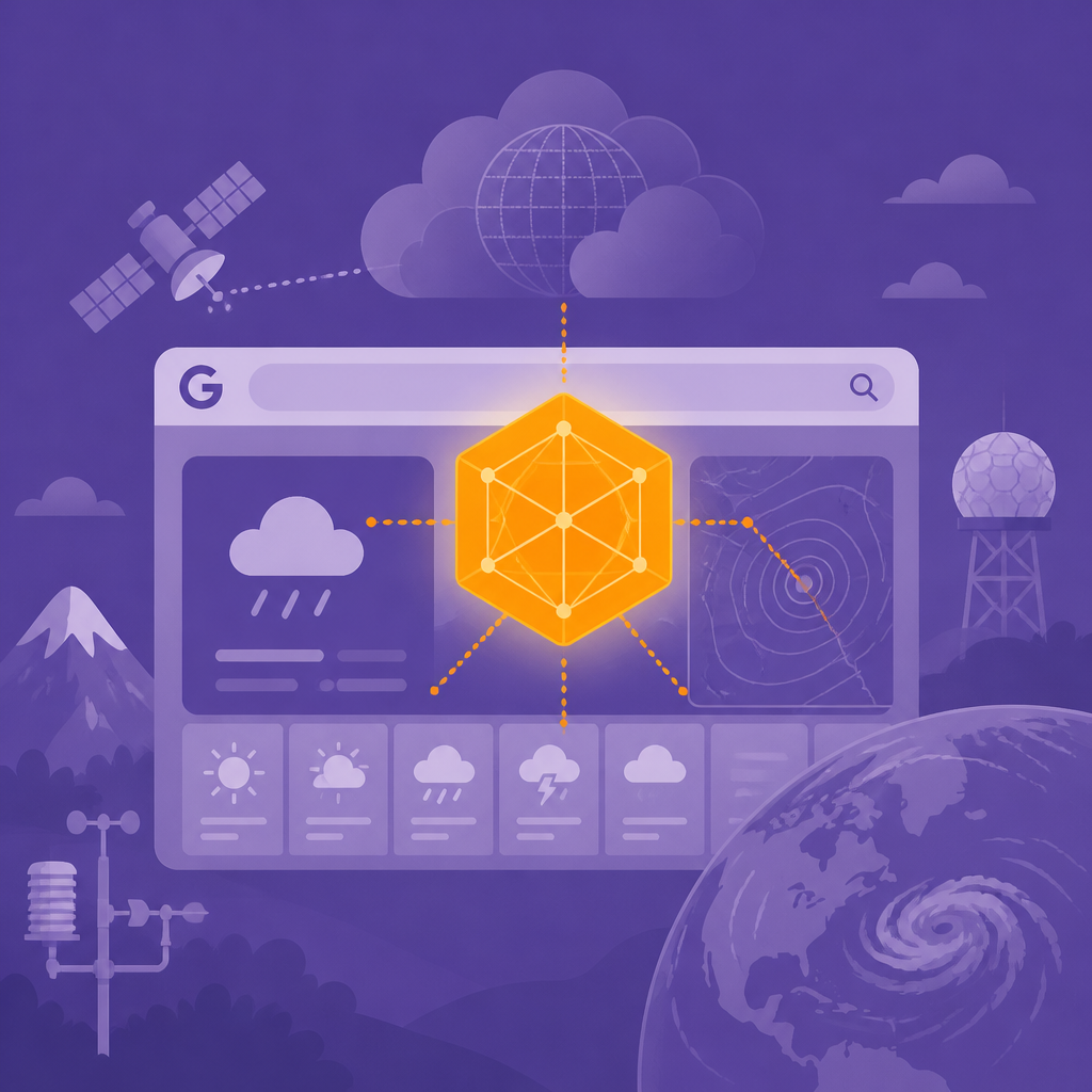 Иллюстрация к новости: Google внедряет AI-модель WeatherNext 3 для прогноза погоды в поиске