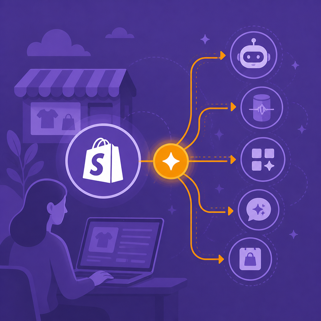 Иллюстрация к новости: Shopify автоматически подключает магазины к новым AI-каналам продаж